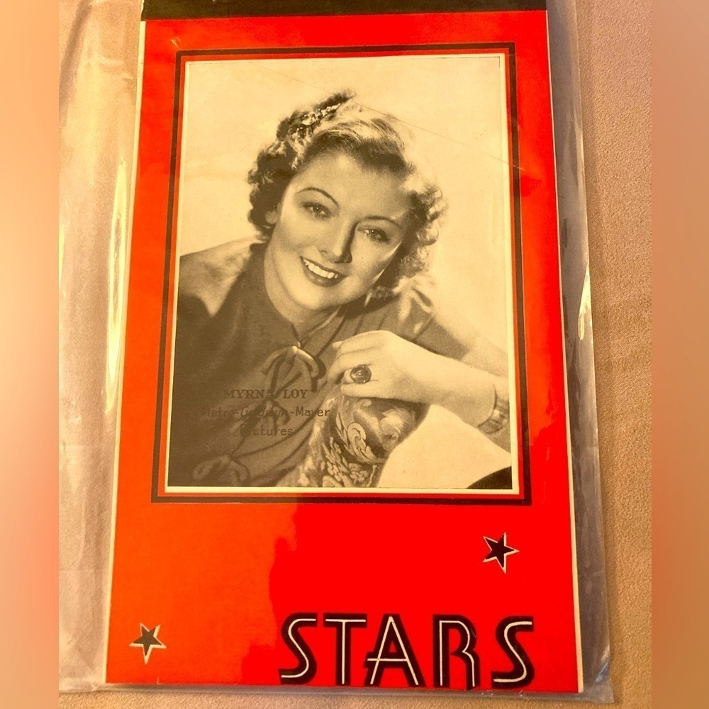 Vintage Stars writing tablet with Myrna Loy, movie star 1940s